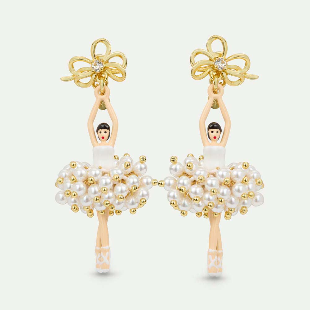 Les Néréides レネレイド　ゴールド リボン ピアス 専用＊ お取り寄せ》[オペラ座150周年記念] 金色のリボンとパールのバレリーナ