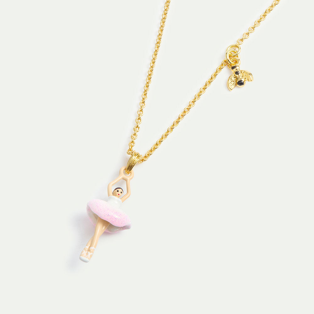蜜蜂とミニバレリーナのネックレス（コスモスピンク×ラメ） – Les Nereides