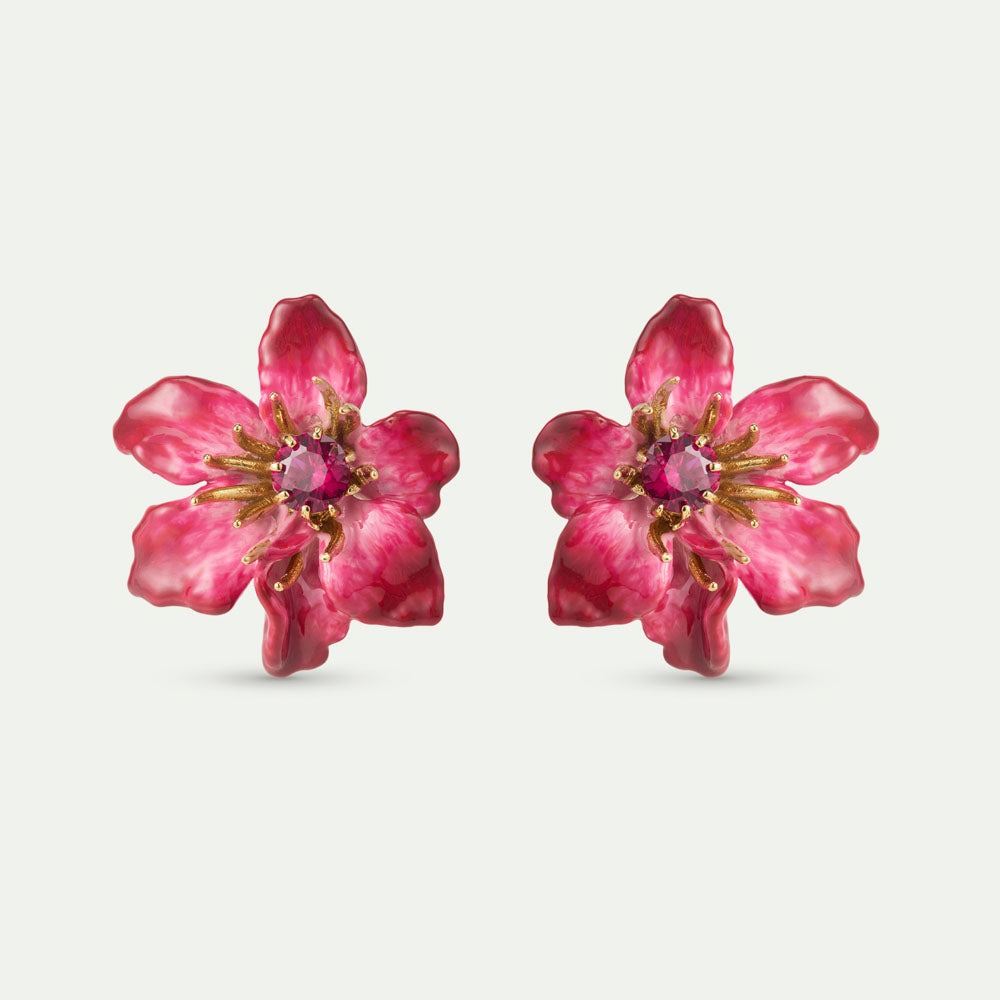 Les Nereides ★ ピアス ★ ピンク Thousand Pansies Pink pansy and freshwater pearl stud