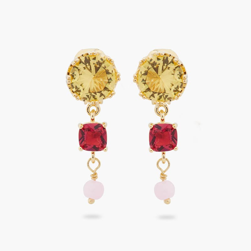 Les Néréides ピアス アンバーイエローxレッドスクエア イヤリング – Les Nereides